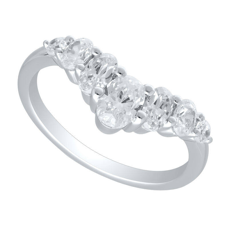 Lab Grown Diamond 1 1/2ctw. Oval and Round Graduating Contour Band in 10k White Gold image number null